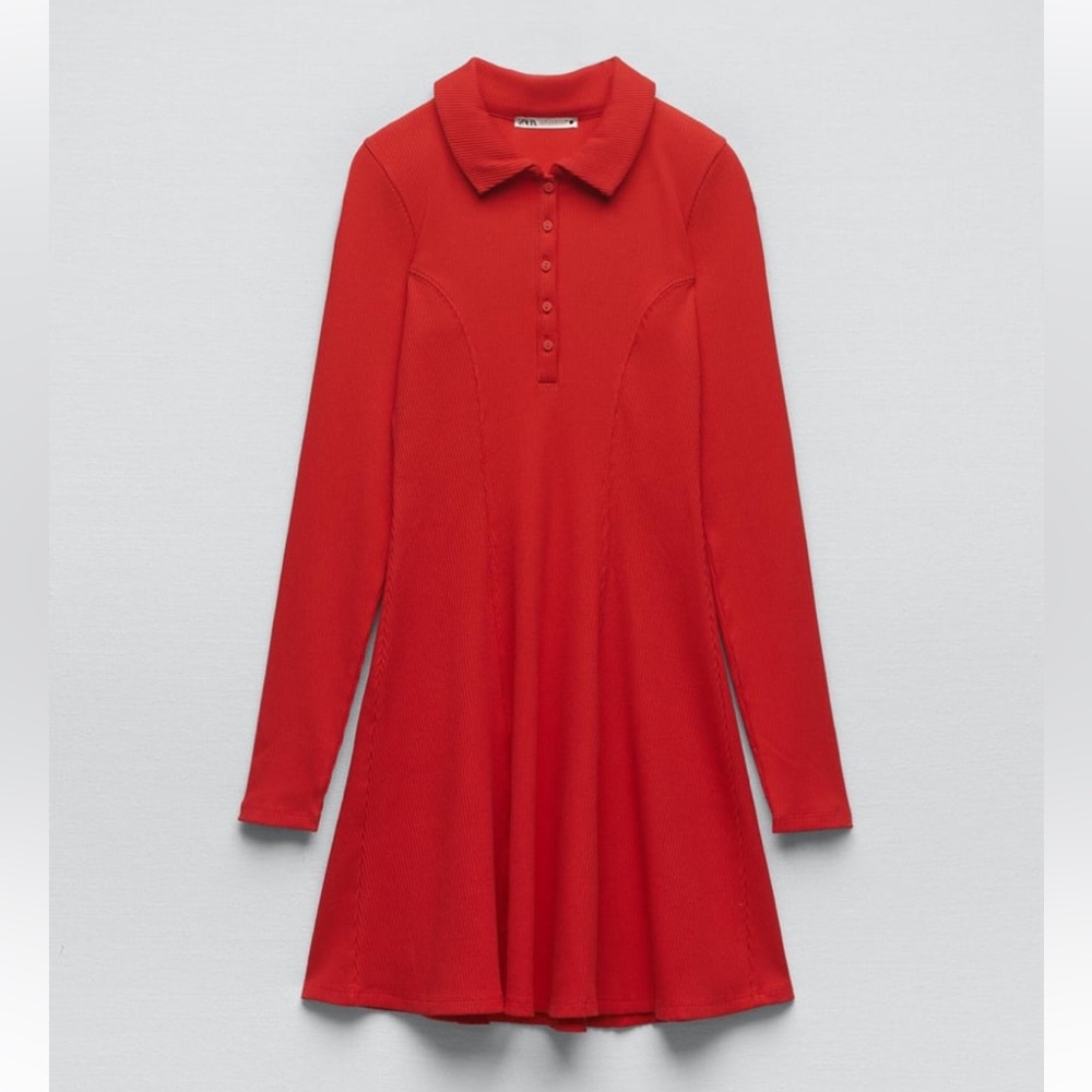 NWT ZARA POLO MINI DRESS SIZE S RED NWT